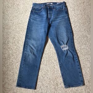 Women's Levi's Big E Wedgie Straight Cropped Medium Wash Denim Jeans 27